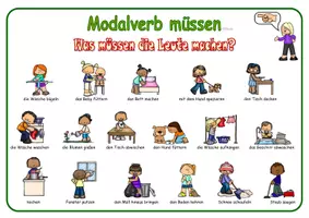 Vorschau - Arbeitsblätter - DaZ/ DaF Sprechübung Modalverb müssen. - Deckblatt