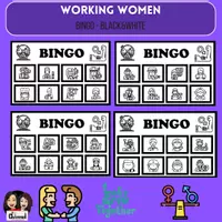 Vista previa - Juegos / Gamificación - WORKING WOMEN (50 jobs) – Bingo (B&W) - Portada