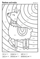 Vorschau - Arbeitsblätter - Rechenmalblätter "Tiere der Welt" Klasse 1 differenziert - Seite 1