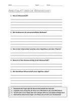 Vorschau - Arbeitsblätter - AB mit Fragen zum Thema "Wissenschaft" + Lösungsblatt + Mindmap + Infografik - Deckblatt