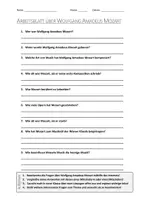 Vorschau - Arbeitsblätter - AB mit Fragen zum Thema "Wolfgang Amadeus Mozart" + Lösungsblatt + Mindmap + Infografik - Deckblatt