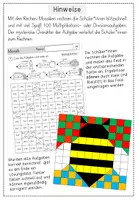 Vorschau - Arbeitsblätter - Frühling - Rechen - Mosaik - Multiplikation und Division- Rechnen und Malen im ZR 100 - Seite 1