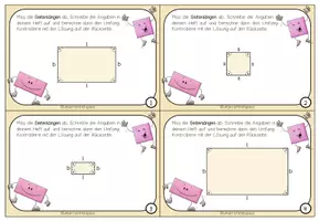Vorschau - Aufgabenkarten - VIERECKE (für die Grundschule) - 24 Aufgabenkärtchen (Umfang) - Seite 2