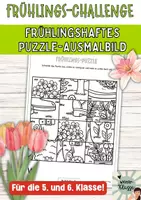 Vorschau - Mal- und Bastelvorlagen - Frühling Puzzle-Ausmalbild - Deckblatt