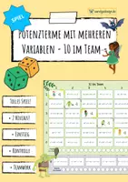 Vorschau - Arbeitsblätter - Terme mit Potenzen & mehreren Variablen - SPIEL - Seite 1