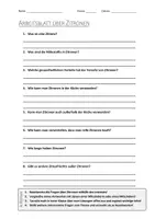Vorschau - Arbeitsblätter - AB mit Fragen zum Thema "Zitrone" + Lösungsblatt + Infografik - Deckblatt
