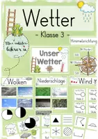 Vorschau - Präsentationen/Tafelbilder - Wetter - Wolken, Wind, Himmelsrichtungen, Niederschlag (Tafelmaterial) - Deckblatt