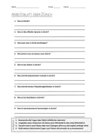 Vorschau - Arbeitsblätter - AB mit Fragen zum Thema "Zürich" + Lösungsblatt + Infografik - Deckblatt