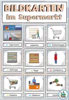 Vorschau - Präsentationen/Tafelbilder - Bildkarten / Wortkarten "Im Supermarkt" Thema Einkaufen - DaZ / DaF / Deutsch - Deckblatt