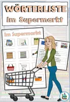 Vista previa - Hojas de trabajo - Lista de palabras "Im Supermarkt" Tema Compras - Alemán - Portada