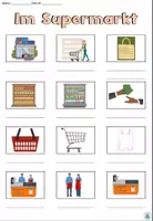 Vista previa - Hojas de trabajo - Lista de palabras "Im Supermarkt" Tema Compras - Alemán - página 1