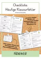 Vorschau - Merkblätter - Checkliste: Häufige Klausurfehler Pädagogikklausur - Deckblatt