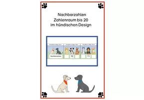 Vorschau - Stationenlernen - Nachbarzahlen im hündischen Design - Deckblatt