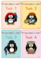 Vorschau - Poster - Pinguinklasse Tischschilder Gruppentische bunt 1-8 Pinguin - Seite 1