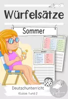 Vorschau - Arbeitsblätter - Würfelsätze - Sommer: Arbeitsblätter | Satzglieder üben - Deckblatt