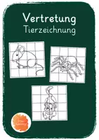 Vorschau - Arbeitsblätter - Vertretungsstunde: Tiere zeichnen im Raster - Deckblatt