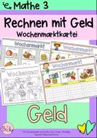Vorschau - Aufgabenkarten - Rechenkartei Wochenmarkt (Rechnen mit Geld) - Deckblatt