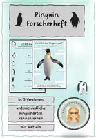 Vorschau - Stationenlernen - Pinguin Forscherheft - Deckblatt