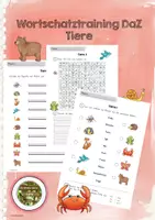 Vorschau - Arbeitsblätter - Wortschatztraining DaZ Tiere - Deckblatt