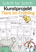 Vorschau - Arbeitsblätter - Kunst- Schritt für Schritt zeichnen - Tiere im Frühling / Jungtiere - Deckblatt