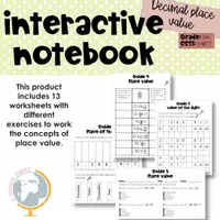 Vista previa - Hojas de trabajo - Decimal place value interactive notebook - Portada