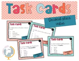 Vista previa - Hojas de trabajo - Decimal Place Value Task Cards - Portada