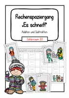 Vorschau - Stationenlernen - Rechenspaziergang "Es schneit!": Addition und Subtraktion im ZR 20 - Deckblatt