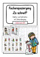 Vorschau - Arbeitsblätter - Rechenspaziergang "Es schneit!": Addition und Subtraktion im ZR 100 mit ZÜ - Deckblatt