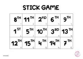 Vista previa - Juegos / Gamificación - ORDINAL NUMBERS STICK GAME - página 1
