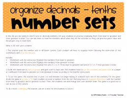 Vista previa - Juegos / Gamificación - Number Sets Organize Decimals Tenths - página 1
