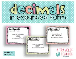 Vista previa - Tarjetas / Manipulativos - Decimal numbers in expanded and standard form task cards - Portada