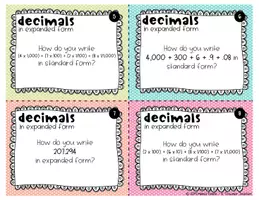 Vista previa - Tarjetas / Manipulativos - Decimal numbers in expanded and standard form task cards - página 2