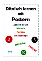 Vorschau - Poster - Dänisch: Lernposter - Zahlen, Farben, Monate, Wochentage - Deckblatt