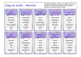 Vorschau - Spiele - 160 Karten Berufe erklären und raten Spiel "Sag es nicht" FrauCuppaTea - Seite 1