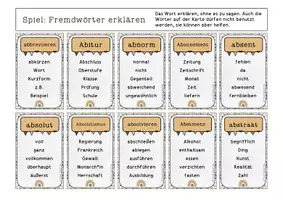 Vorschau - Spiele - 70 Karten Fremdwörter mit "A" erklären und raten Spiel "Sag es nicht" FrauCuppaTea - Seite 1