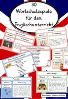 Vorschau - Spiele - Warm ups & Wortschatzspiele für den Englischunterricht mit Bild- und Wortkarten - Deckblatt