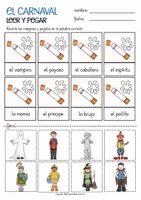 Vista previa - Hojas de trabajo - leer y pegar - el carnaval Español - página 1
