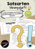 Vorschau - Arbeitsblätter - Satzarten Übungsheft | Aussagesatz, Fragesatz und Ausrufesatz - Deckblatt