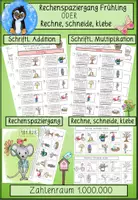 Vorschau - Arbeitsblätter - Rechenspaziergang oder Rechne, schneide, klebe Frühling – Schriftliche Addition & Multiplikation bis 1.000.000 | Klasse 4 - Deckblatt