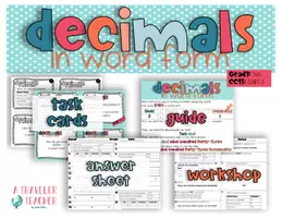 Vista previa - Tarjetas / Manipulativos - Decimal numbers in word form task cards - Portada
