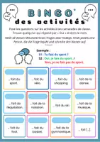 Vorschau - Arbeitsblätter - "Trouve quelqu'un qui": Bingo des activités - faire de + activité (Französisch) - Seite 1