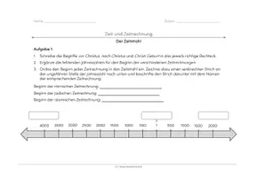 Vorschau - Arbeitsblätter - Zeit und Zeitrechnung - Der Zeitstrahl - Seite 1