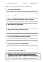 Vorschau - Arbeitsblätter - AB mit Fragen zum Thema "Hans Christian Andersen" + Lösungsblatt + Mindmap + Infografik - Deckblatt