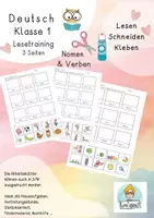 Vorschau - Arbeitsblätter - Lesetraining, Lesen, schneiden, kleben Nomen und Verben - Deckblatt