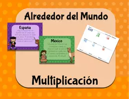 Vista previa - Tarjetas / Manipulativos - Alrededor del Mundo Problemas Multiplicación - Portada