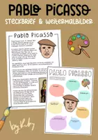 Vorschau - Arbeitsblätter - Pablo Picasso - Steckbrief & Weitermalbilder für den Kunstunterricht (inkl. Interactive) - Deckblatt