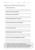 Vorschau - Arbeitsblätter - AB mit Fragen zum Thema "Louis Armstrong" + Lösungsblatt + Mindmap + Infografik - Deckblatt