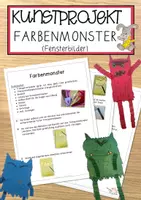 Vorschau - Mal- und Bastelvorlagen - Bunte Farbenmonster - Fensterbilder - Deckblatt