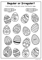 Vista previa - Hojas de trabajo - Easter Regular or Irregular Verb Worksheet | Grammar | Simple past tense | Verbs - página 1