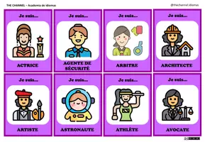 Vista previa - Juegos / Gamificación - Femmes au travail - Qui suis- je? Jeu de devinettes Couleur - página 1